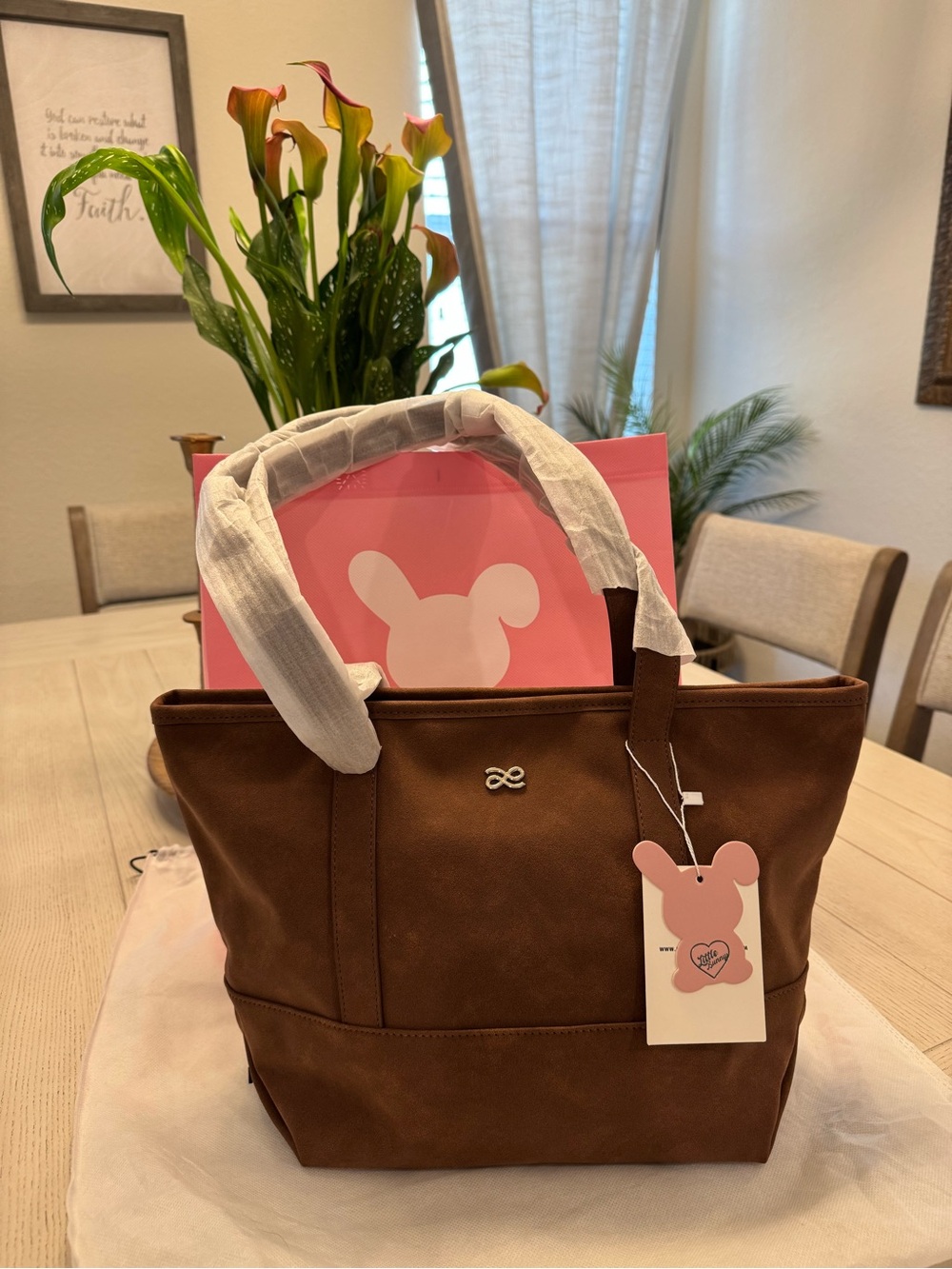Authentic House of LittleBunny Noir Tote Suede in Brown